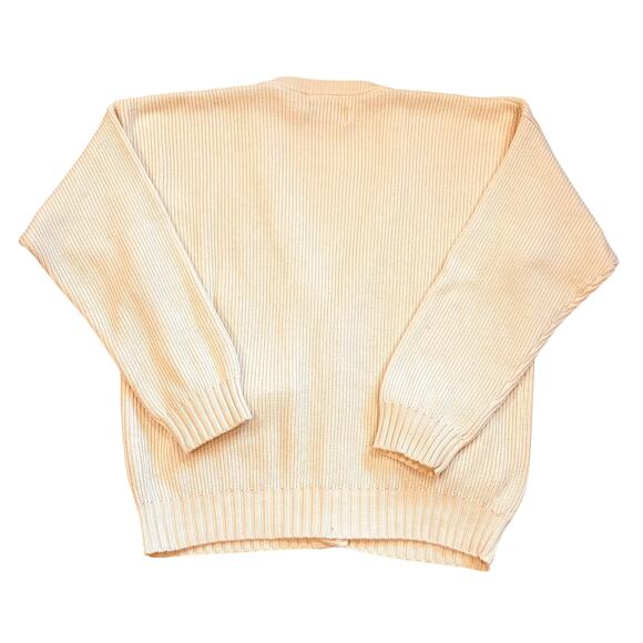 Vintage Eddie Bauer Sweater Mens Large Cream Cardigan Knit Button Front Grandpa - Picture 2 of 8
